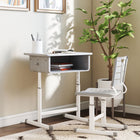 Qaba - Ensemble bureau et chaise pour enfants, bureau et chaise d’étude réglables en hauteur - gris-Le design moderne gris et blanc s’intègre parfaitement à la décoration de votre maison  

