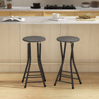 HOMCOM - Tabourets de bar pliants 24 po avec repose-pieds - noir - paquet de 2-Conçu avec un bord d'assise lisse et arrondi pour plus de sécurité 
