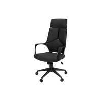 Monarch Specialties - 7272 Chaise De Bureau Dossier Haute Exec - Noir/Tissu Noir-Chaise de bureau exécutif à dossier haut avec accoudoirs fixes en noir et un tissu doux polyester en noir