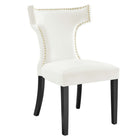Modway - Curve Performance Velvet Chaises de salle à manger Ensemble de 2 - Blanc-Velours de performance résistant aux taches