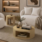 Manhattan Comfort - Table basse ronde contemporaine Alure 36" - Chêne naturel-Garantie limitée du fabricant de 30 jours