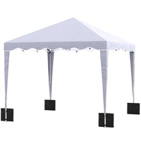 Outsunny - Tente auvent pliante 10 pi l x 10 pi L avec sac de transport, blanc-Le toit en Oxford 210D avec revêtement argenté offre une protection contre l'eau, mais pas contre les UV