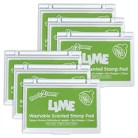 Ready 2 Learn - Tampon encreur lavable - Parfum citron vert - Vert - Paquet de 6-Arrêtez et Sentez L'encre - Ajoutez de la vie à vos créations artistiques ! Ce tampon encreur vert contient une encre parfumée au citron vert. Une ressource artistique divertissante pour les salles de classe, les foyers ou les centres !