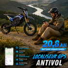 Gyrocopters - Moto électrique tout-terrain DX1 pour adultes - Vitesse 65 km/h, autonomie PAS 83 km - Bleu-Adoucissez tous les sentiers : système de suspension intégrale et freins hydrauliques ultra-robustes
