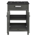 Modway - Laguna 24" Vanette de salle de bain - Gris Noir-Plateau en céramique intégré