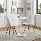 Modway - Lippa 24 po Carré Bois Table à manger, Blanc-Socle métallique résistant aux éclats