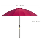 Outsunny - Parasol de jardin réglable - 8 pi - rouge bordeaux-L'angle du parasol se règle facilement grâce au bouton-poussoir