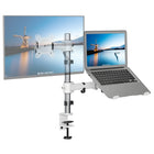 ShoppingAll - Support pour double écran et ordinateur portable entièrement réglable - Blanc-Peut accueillir un écran de 15 à 32 pouces et un ordinateur portable de 12 à 17 pouces. Chaque bras peut supporter jusqu'à 17,6lb/8kg de moniteur avec des trous de montage VESA de 75mm x75mm ou 100mm x 100mm ou un ordinateur portable.