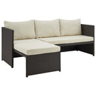 Manhattan Comfort - Ensemble de 3 : canapé 2 places et fauteuil lounge de patio moderne Menton avec table basse - marron et crème-Le canapé 3 places avec méridienne comprend 3 coussins de dossier pour un confort supplémentaire