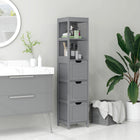 Kleankin - Armoire colonne étroite autoportante pour salle de bain - gris-Comprend 2 étagères ouvertes et trois tiroirs pour un grand espace de rangement et d'organisation   