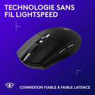 Logitech - Souris de jeu sans fil G305 Lightspeed, noir-Autonomie exceptionnelle : 250 heures de jeu en continu avec une seule pile AA . un témoin LED lumineux vous avertit lorsqu'il ne reste plus que 15 % de batterie, afin que vous puissiez continuer à jouer au maximum de vos performances