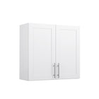 Prepac - Cabinet de rangement mural Elite 32 po avec portes à panneaux, cabinet de garde-manger avec 1 étagère ajustable - Blanc-1 tablette ajustable