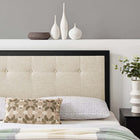 Modway - Draper Touffe Tissu et bois Tête de lit Queen, Noir beige-Options de cadre de lit interchangeables