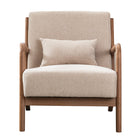 Ebello - Hertford Fauteuil d’appoint 26 po bois massif milieu de siècle avec coussin extra, beige-Dimensions: 29 po H × 26 po L × 32 po P