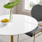 Modway - Lippa Rond de 36 po Bois Table à manger, Or Blanc-Sièges 2