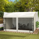 Outsunny - Pergola gazebo mural 10 pi l x 13 pi L avec rideaux et moustiquaires - beige-Deux rideaux et deux moustiquaires amovibles peuvent bloquer le vent et offrir un espace privé