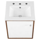 Modway - Transmit 18" Vanité de salle de bain murale - Blanc noyer-Matériel Chrome
