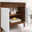 Modway - Render 36" Vanette de salle de bain - Blanc Noyer Blanc-MDF et panneau de particules