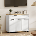 HOMCOM - Buffet moderne 40 po avec tiroirs et portes de rangement - blanc-Couleur : Blanc, Naturel 
