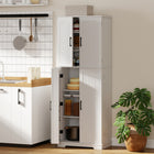 HOMCOM - Armoire de garde-manger 64 po avec étagères réglables - blanc-Huit porte-rangements sur la porte offrent un accès facile aux épices, maximisant efficacement votre espace de stockage 