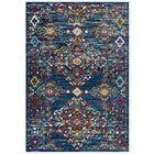 Modway - Entourage Treillis floraux vintage Khalida Tapis de 5 pi l x 8 pi L - Bleu Orange Jaune Rouge-Tapis vintage en treillis floraux vieillis