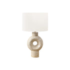 Monarch Specialties - Luminaire - 28 po H Lampe De Table - Résine Beige - Abat-Jour Ivoire / Crème - Contemporain-Ajoutez une touche de modernité à votre intérieur avec cette superbe lampe de table de 28 pouces de haut, dotée d'une élégante base en résine beige ressemblant à de la pierre de travertin avec une découpe circulaire et un abat-jour en tissu ivoire doux, parfait pour ajouter un accent branché à votre salon, votre chambre ou votre bureau