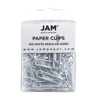 JAM Paper - Trombones standard colourés - 1 pouce - blancs - paquet de 100- Couleur : Blanc