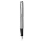 Parker − Stylo plume Jotter − acier inoxydable avec bordure chromée − plume moyenne − encre bleue-La pointe en forme de plume vous permet de découvrir le plaisir d’écrire avec un stylo à plume