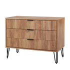 Manhattan Comfort - Dumbo table de chevet moderne, commode et commode haute 5 tiroirs - brun doré - ensemble de 3-22,04 po L x 35,19 po l x 44,64 po H