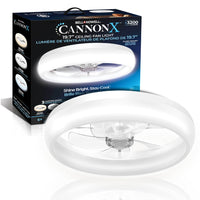 Bell+Howell - Ventilateur de plafond CannonX à profil bas de 50 cm (19,7 po) avec éclairage et télécommande - Blanc-Le fandelier de 19,7 po au fini blanc élégant combine un ventilateur de plafond encastré à profil bas et un anneau lumineux à DEL à 360 degrés, idéal pour les chambres, les appartements, les cuisines, les bureaux et les plafonds bas