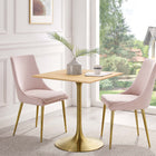 Modway - Lippa 28 po Carré Bois Table à manger, Or Naturel-Socle métallique résistant aux éclats