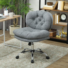 HOMCOM - Chaise de bureau sans accoudoirs avec siège rembourré et fonction d’inclinaison - gris-Housse en tissu aspect lin respirante pour plus de confort et de ventilation