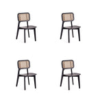 Manhattan Comfort - Lot de 4 chaises de salle à manger Versailles 47 cm style industriel chic - noir et cannage naturel-Chaise de salle à manger moderne au style industriel chic avec cannage, parfaite pour la salle à manger, lot de 4