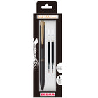 Zebra - Stylos à encre gel rétractables Sarasa Grand avec 2 recharges - pointe de 0,5 mm - Corps noir sépia - Encre noire-Encre à séchage rapide – Sans bavures. Sans bavures