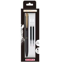 Zebra - Stylos à encre gel rétractables Sarasa Grand avec 2 recharges - pointe de 0,5 mm - Corps noir sépia - Encre noire-Encre à séchage rapide – Sans bavures. Sans bavures