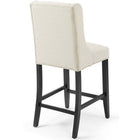 Modway - Baronet Bouton à touffe Tissu rembourré Tabouret de comptoir - Beige-Pieds en bois massif
