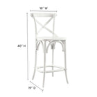 Modway - Gear Tabouret de comptoir - Blanc-Construction en bois d’orme