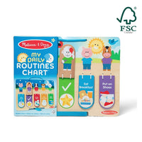 Melissa & Doug - Tableau de la routine quotidienne-Aidez les enfants à prendre de bonnes habitudes, à développer leur estime de soi et à développer leur indépendance grâce au tableau en bois recto-verso de mes routines quotidiennes, avec 10 rabats à retourner une fois les tâches quotidiennes terminées