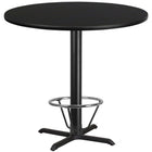 Flash Furniture Dessus de table rond de 42 po en stratifié noir avec anneau de pied-Table d'hospitalité à hauteur de bar