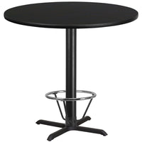 Flash Furniture Dessus de table rond de 42 po en stratifié noir avec anneau de pied-Table d'hospitalité à hauteur de bar