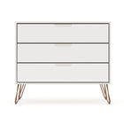 Manhattan Comfort - Rockefeller commode 3 tiroirs style mi-siècle moderne 35,24" - blanc cassé - lot de 2-Option pour accueillir un meuble TV jusqu'à 32", avec une capacité de 11 lb par étagère