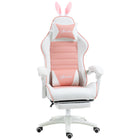 HOMCOM - Chaise de gamer inclinable avec repose-pieds - rose-Oreilles de chat et de lapin ajoutent une touche ludique et amusante