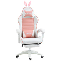 HOMCOM - Chaise de gamer inclinable avec repose-pieds - rose-Oreilles de chat et de lapin ajoutent une touche ludique et amusante