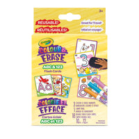 Crayola - Cartes éclair ABC et 123 réutilisables Colorie et efface-Ensemble d'activités colorie et efface crayola : comprend 18 cartes éclair double face, 3 marqueurs lavables et 1 anneau en plastique pour tout ranger et transporter facilement
