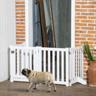 PawHut - Barrière pour chien pliable à 4 panneaux avec porte - blanc-Deux supports supplémentaires pour une stabilité accrue 