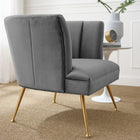 Modway - Veronica Chenal Touffé Performance Velvet Fauteuil - Gris-Revêtement en velours de performance