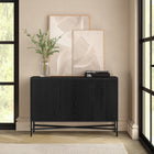 Hudson&Canal - Buffet Brighton 48" de largeur - Grain noir-Construit en acier robuste, en bois d'ingénierie de haute qualité et en matériaux PVC dans une finition grain noir artisanale