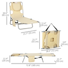 Outsunny - Chaise de bronzage avec ouverture pour le visage - chaise longue pliante à 5 niveaux - beige-Une poche latérale pour ranger des magazines et des téléphones