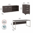 Bush Business Furniture - Bureau hybride 72 po L x 30 po P avec rangement et classeur, gris tempête (HYB014SGSU)-Le bureau comprend trois œillets de gestion des câbles intégrés pour garder les cordons et les câbles hors de portée