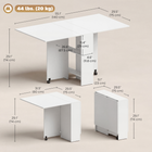 HOMCOM - Table à manger pliante à abattant avec étagères à 2 niveaux et roulettes pour 2-4 personnes - blanc-Deux étagères permettent un rangement discret